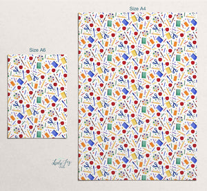 School Supplies Design Digital Clay Transfer Sheet in US and Metric Sizes